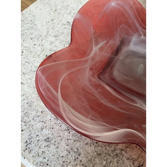 Made in Spain, Red, Recycled, Cold Painted Art Glass Coffee Table Bowl, 11.5” - Picture 4 of 11